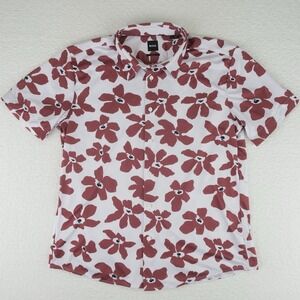Boss‎ Short Sleeve Button Up Stretch Shirt Mens XL Slim Fit Floral Print